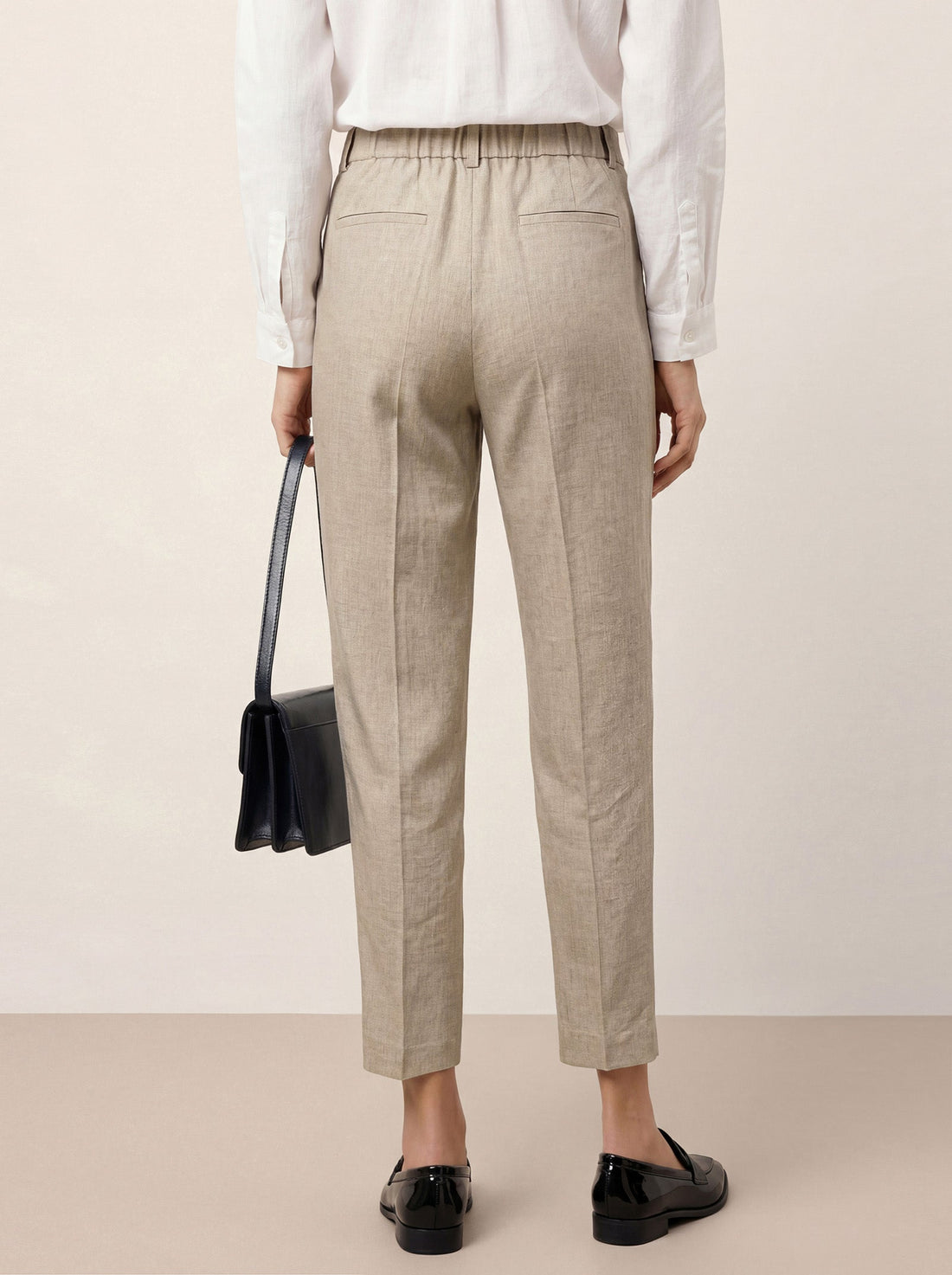 Linen Blend Tailored Straight-Leg Pants