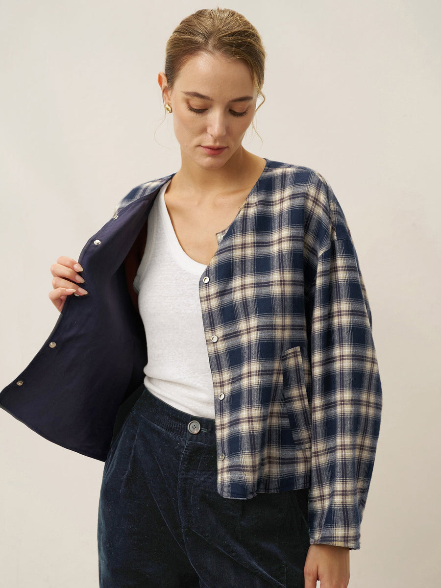 Linen Blend Heavyweight Crew Neck Jacket