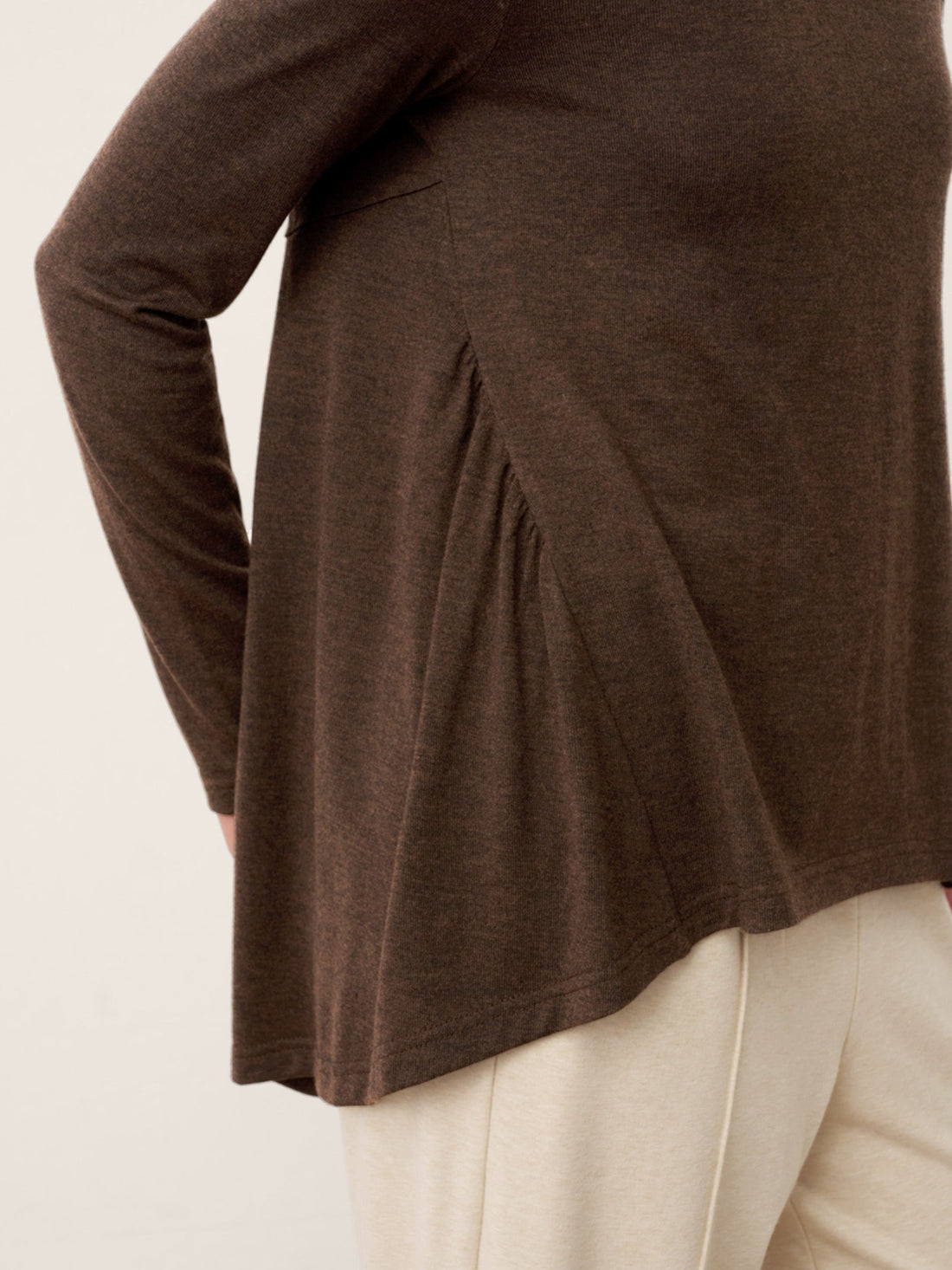 Wool Blend Ruched Boat Neck Top