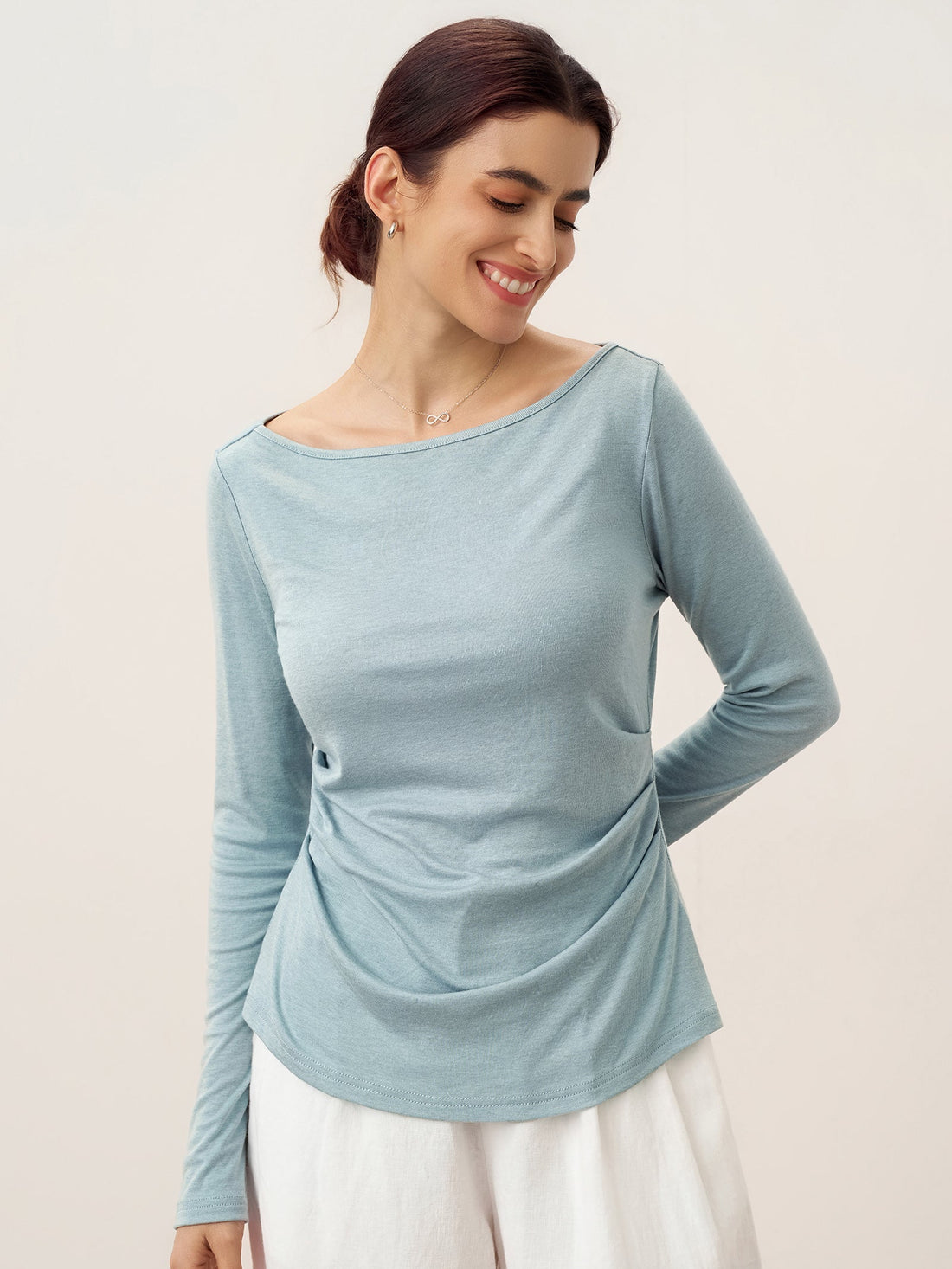 Wool Blend Stretch Jersey Top, Tailored Fit