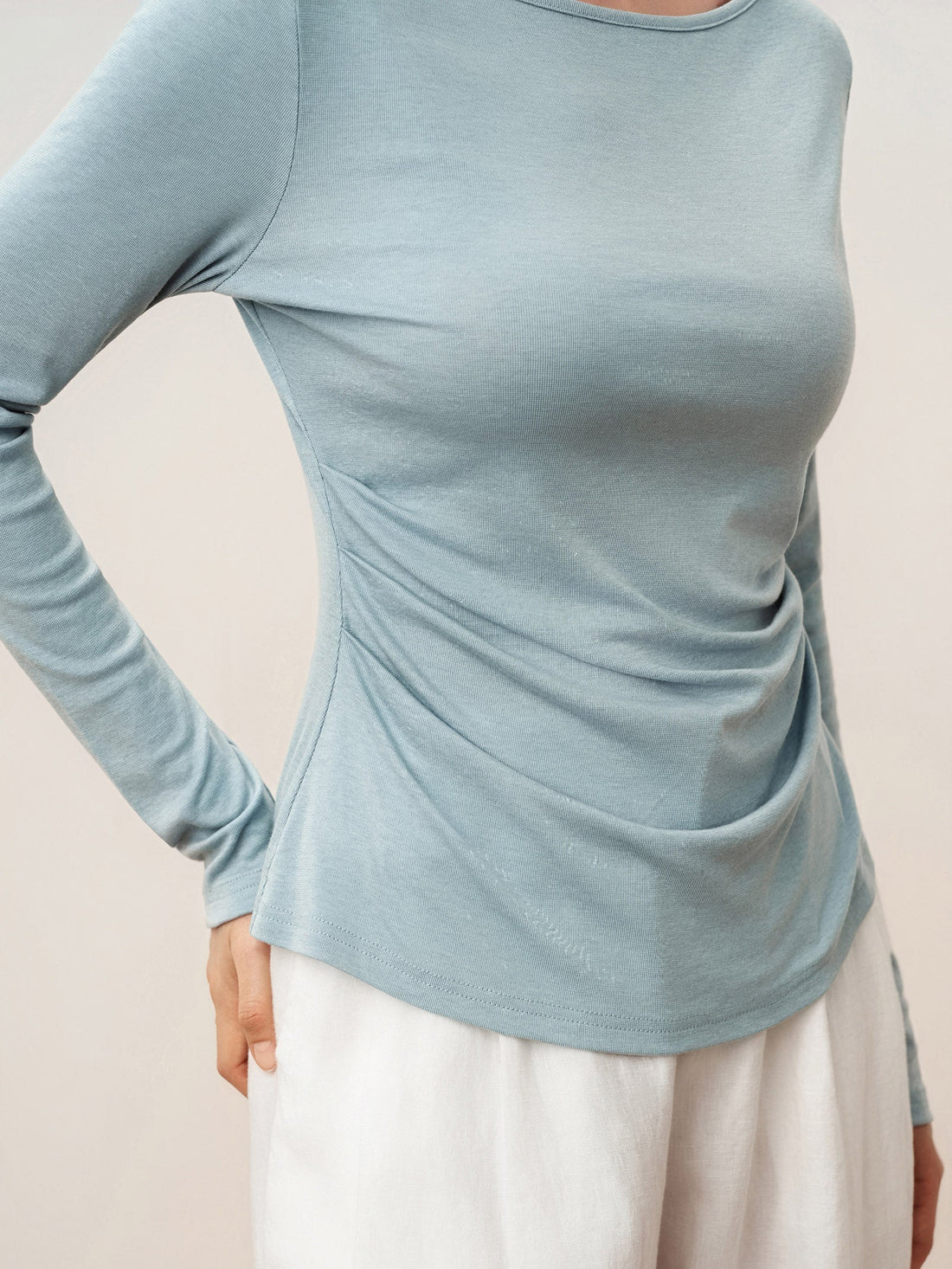 Wool Blend Stretch Jersey Top, Tailored Fit