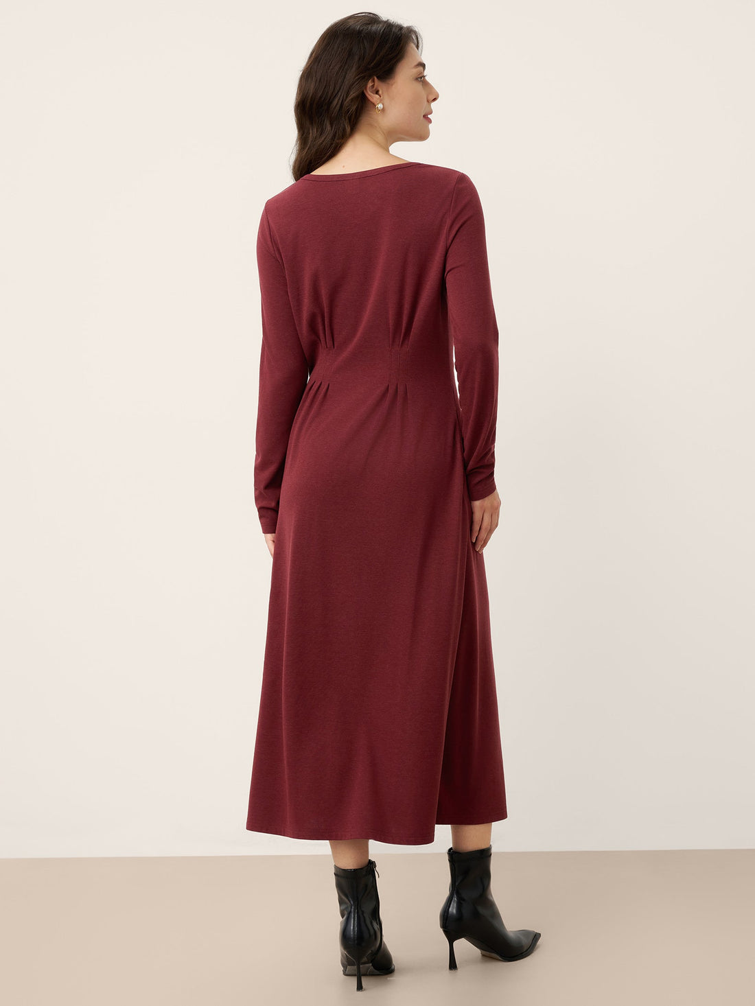 Wool Tailored Long Sleeve Midi Dress