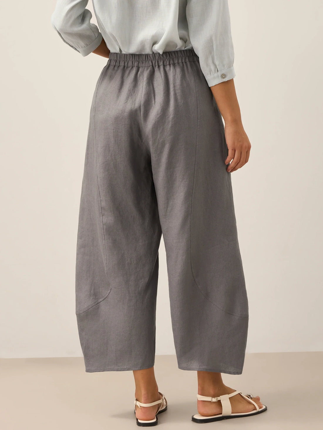 100% Linen Wide Leg Elastic Waist Pants