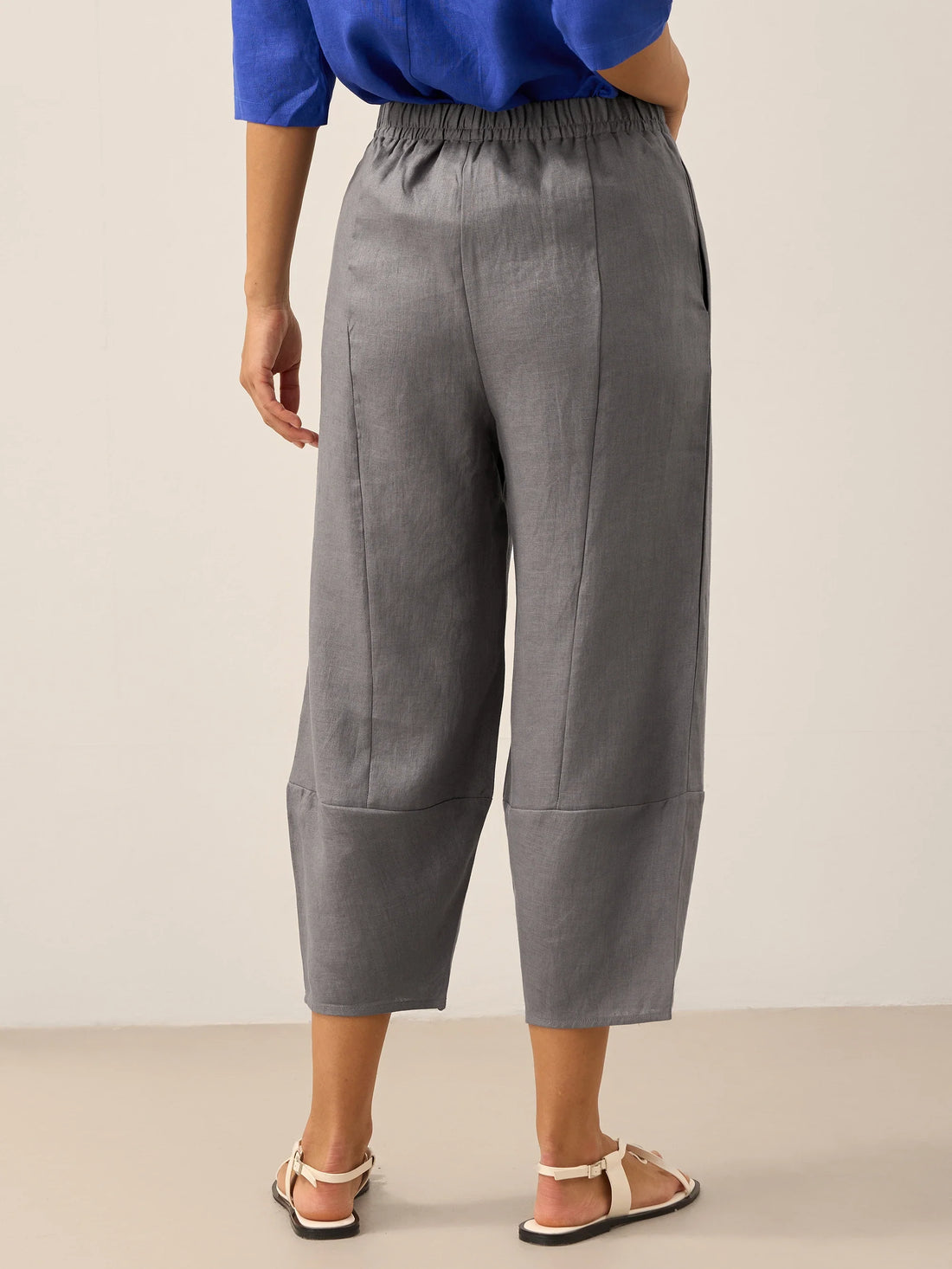 100% Linen Garment-Dyed Crop Barrel Pants