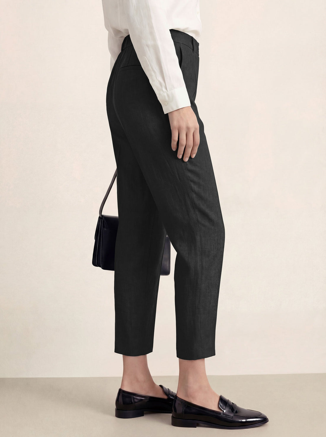 Linen Blend Tailored Straight-Leg Pants