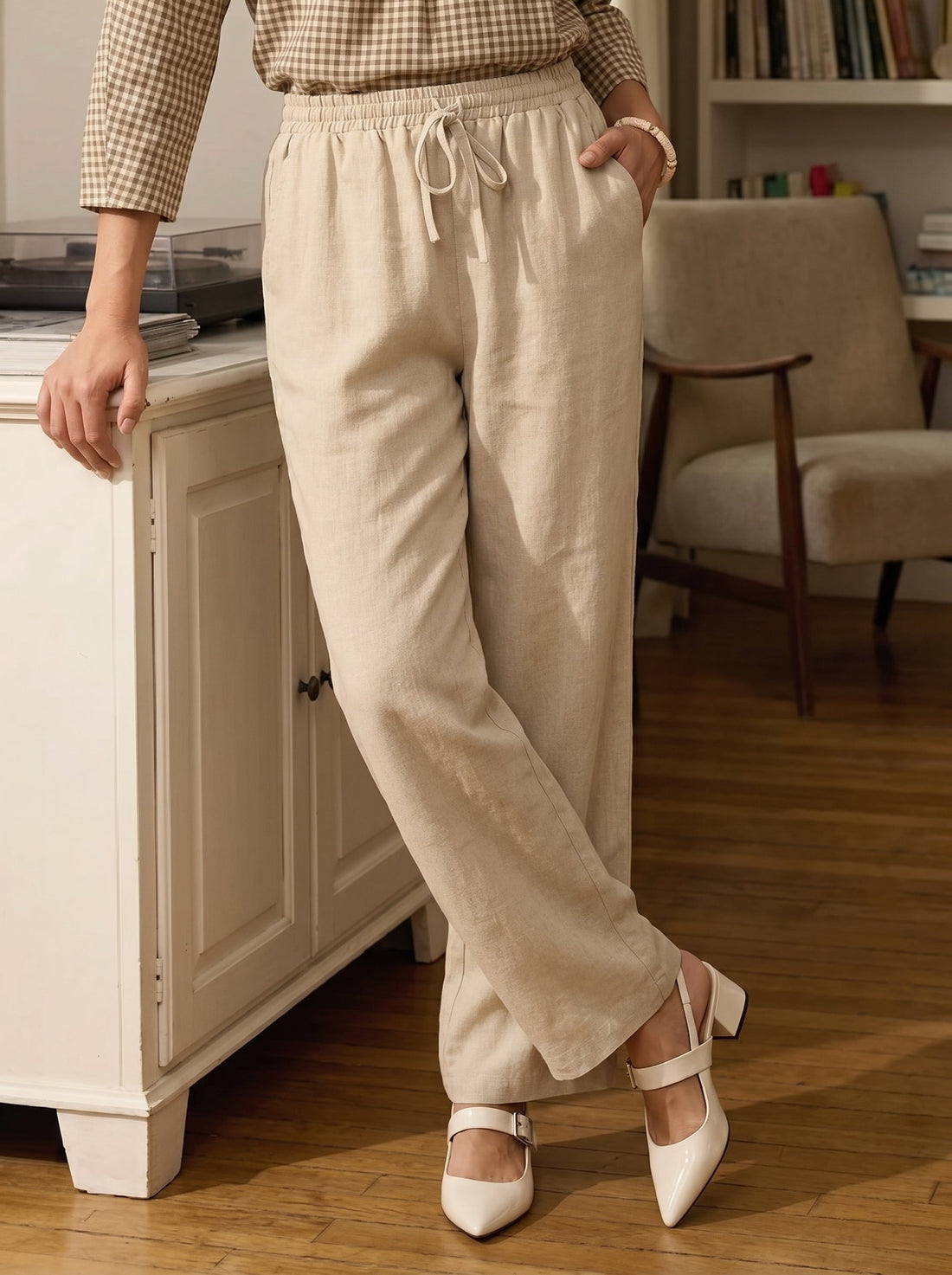 100% Linen Garment-Dyed Straight-Leg Pants
