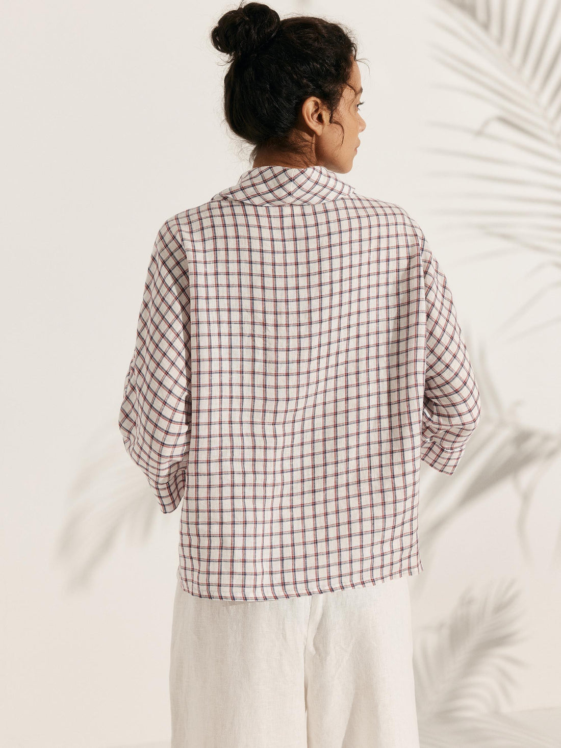 Linen Blend Long Sleeve Blouse