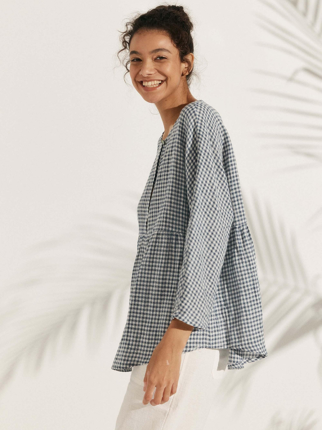 75% Linen Checked Oversized Shirt