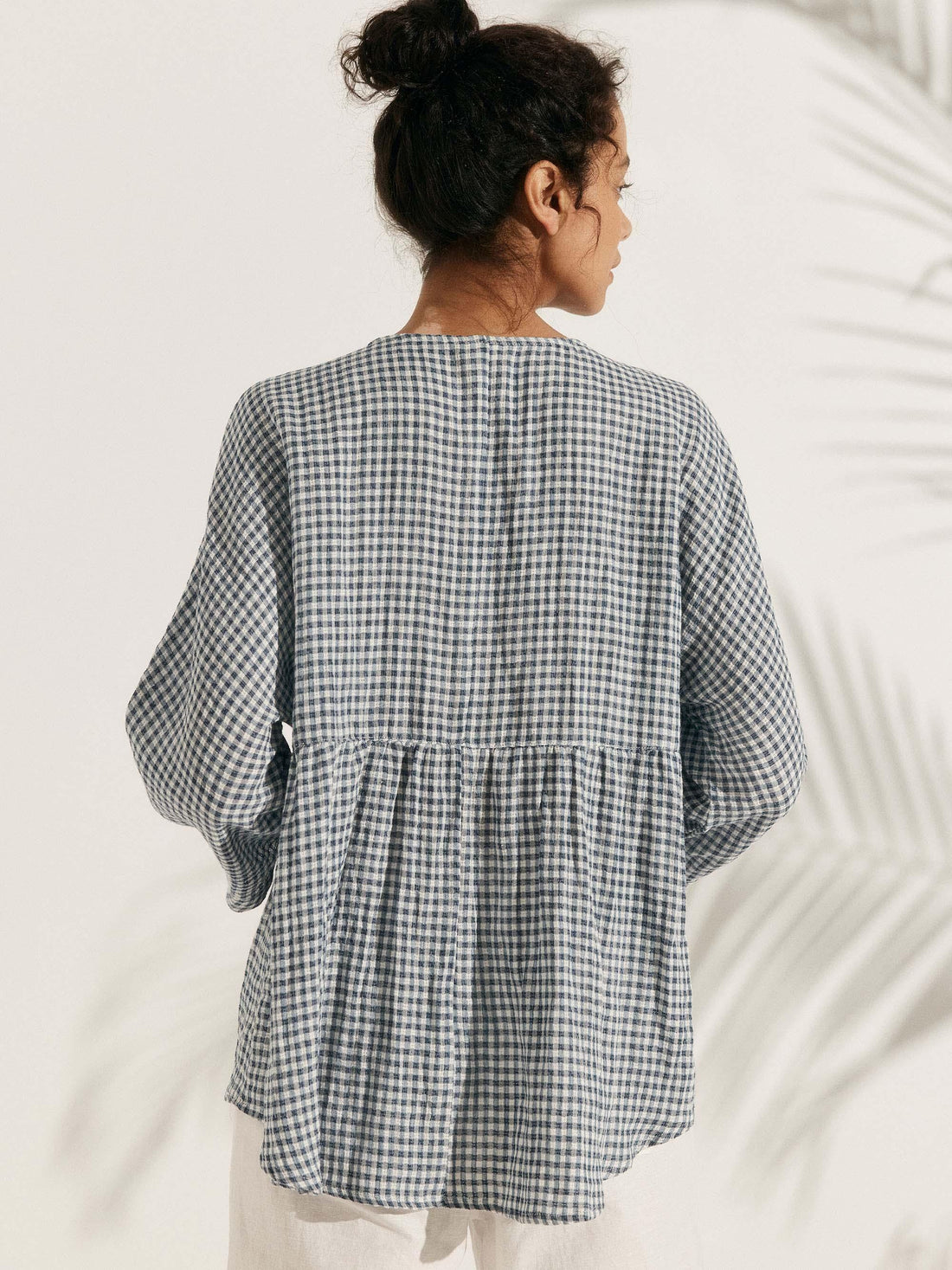 75% Linen Checked Oversized Shirt