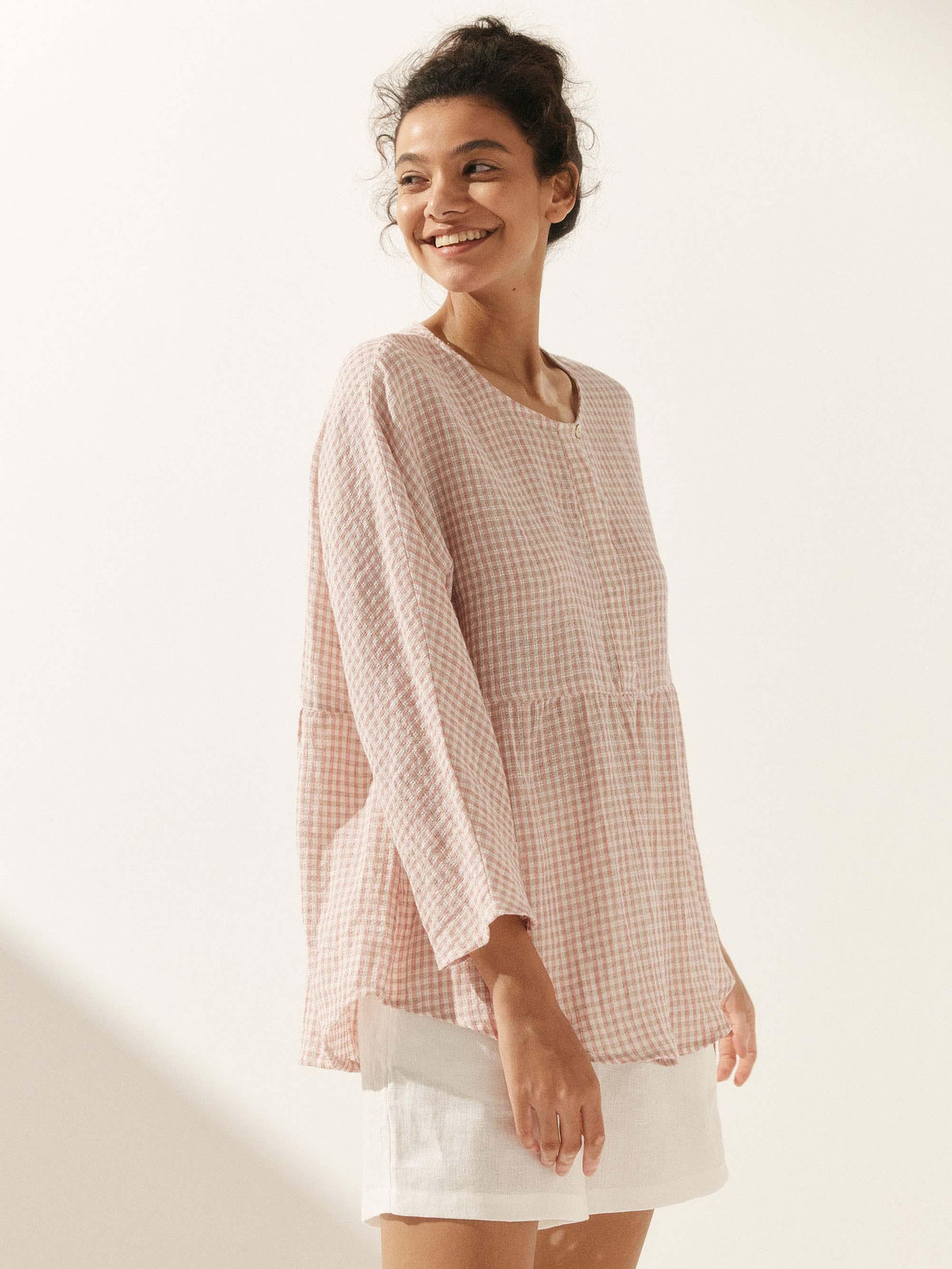75% Linen Checked Oversized Shirt