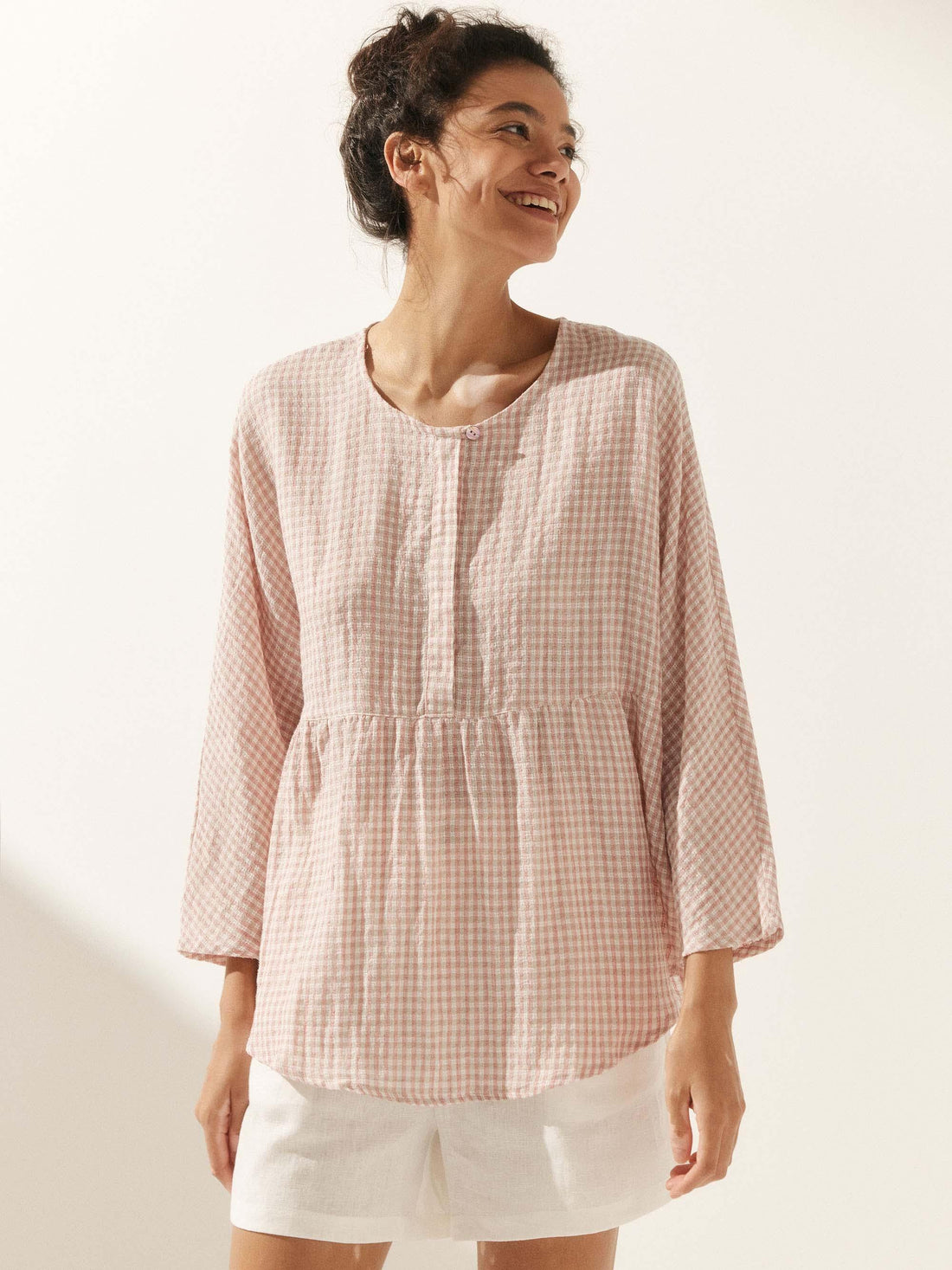 75% Linen Checked Oversized Shirt