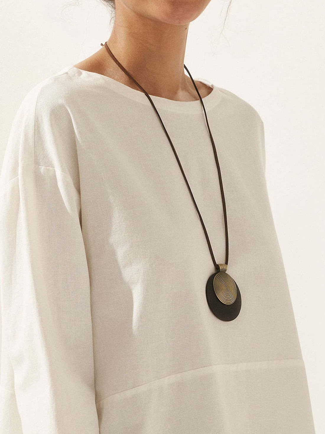 Wood Ring Long Necklace