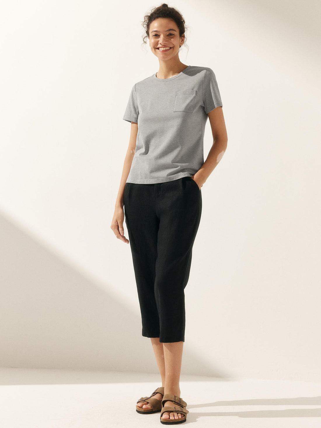 Bamboo Stretch-Knit Round Neck Tee