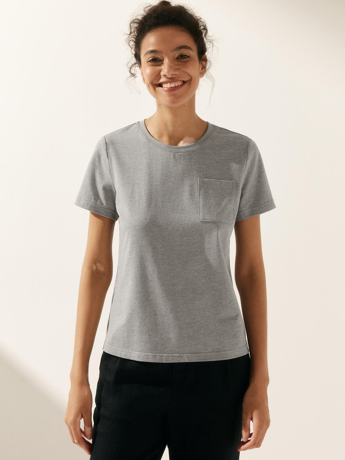 Bamboo Stretch-Knit Round Neck Tee