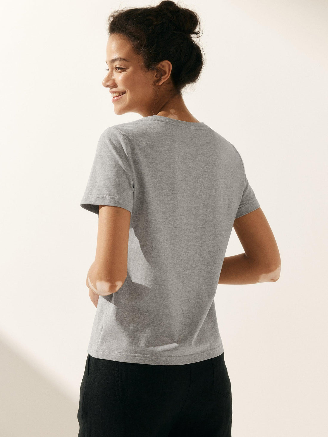 Bamboo Stretch-Knit Round Neck Tee