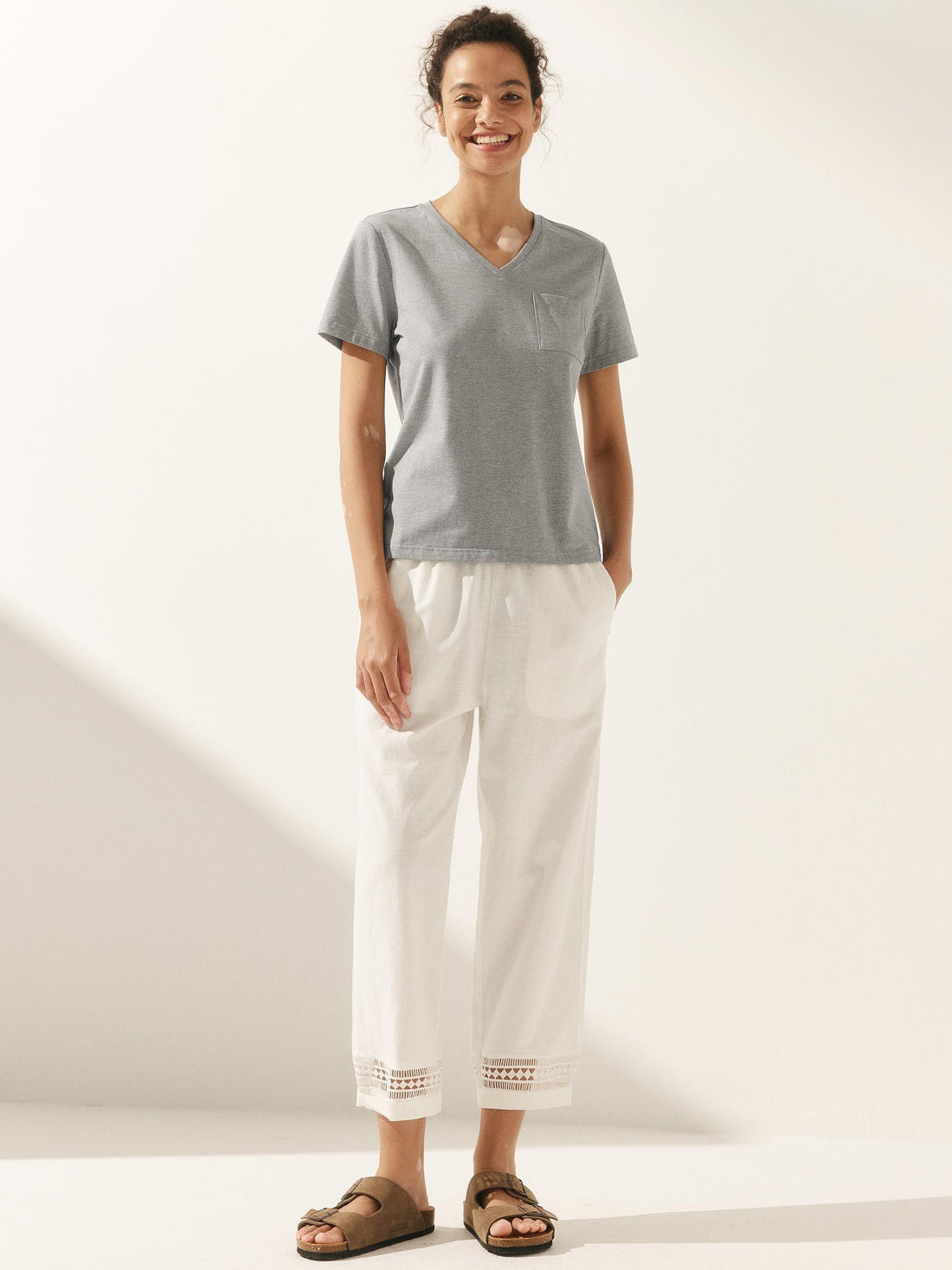 Bamboo Stretch-Knit Round Neck Tee