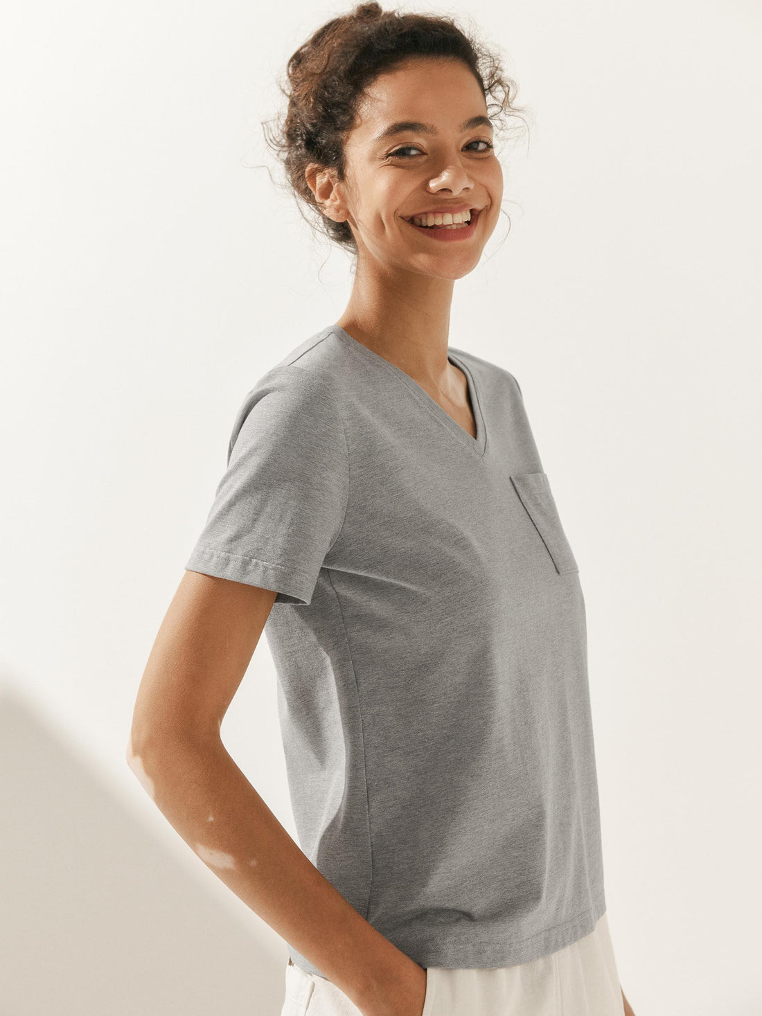 Bamboo Stretch-Knit Round Neck Tee