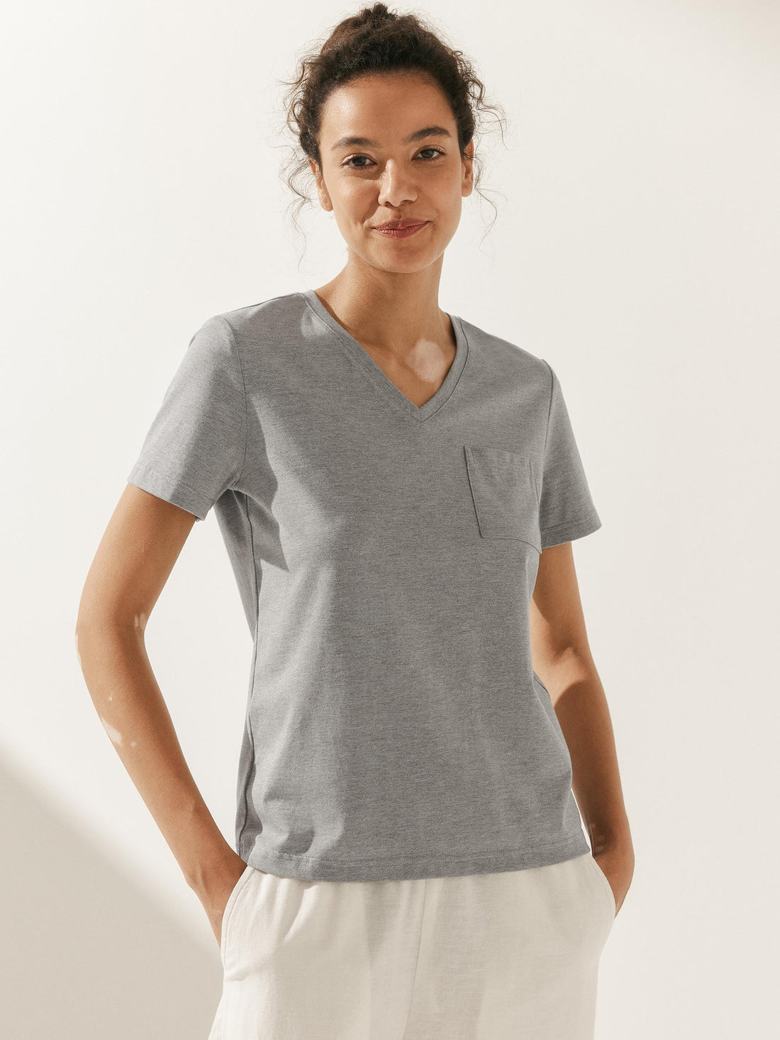 Bamboo Stretch-Knit Round Neck Tee