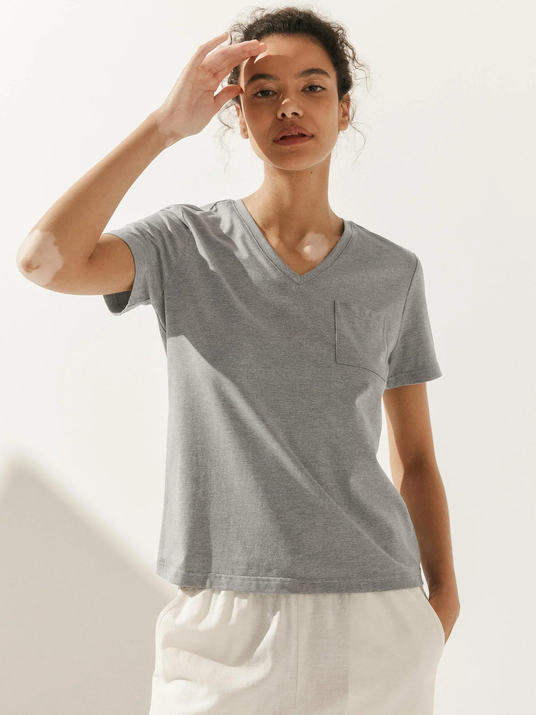 Bamboo Stretch-Knit Round Neck Tee