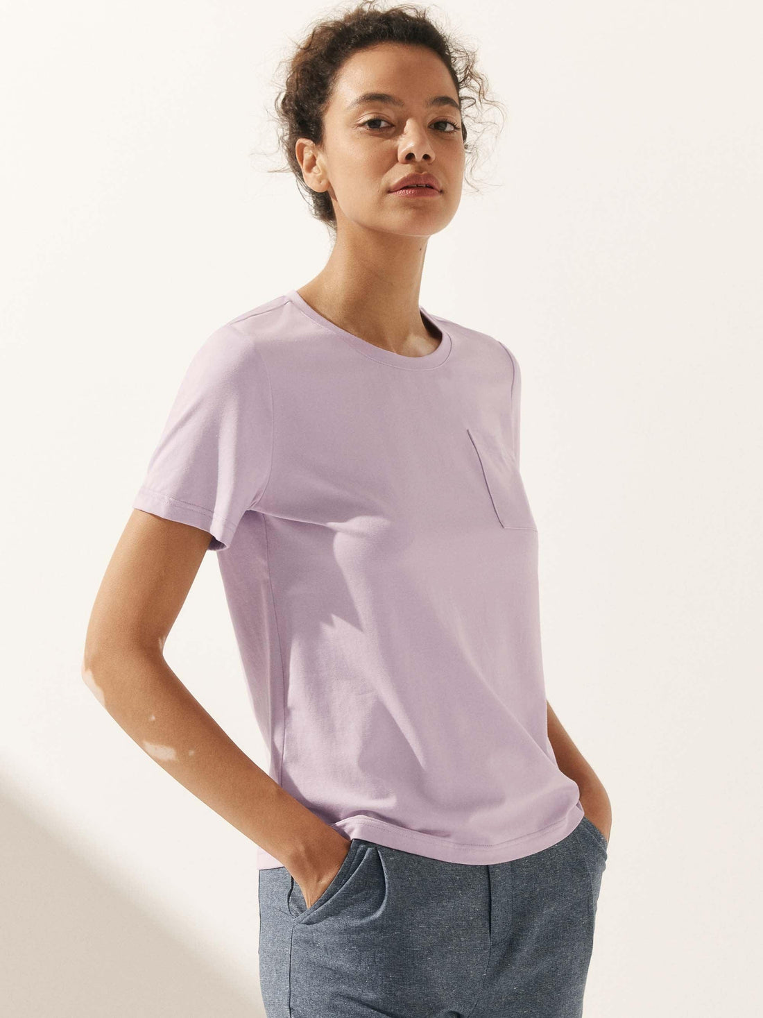 Bamboo Stretch-Knit Round Neck Tee