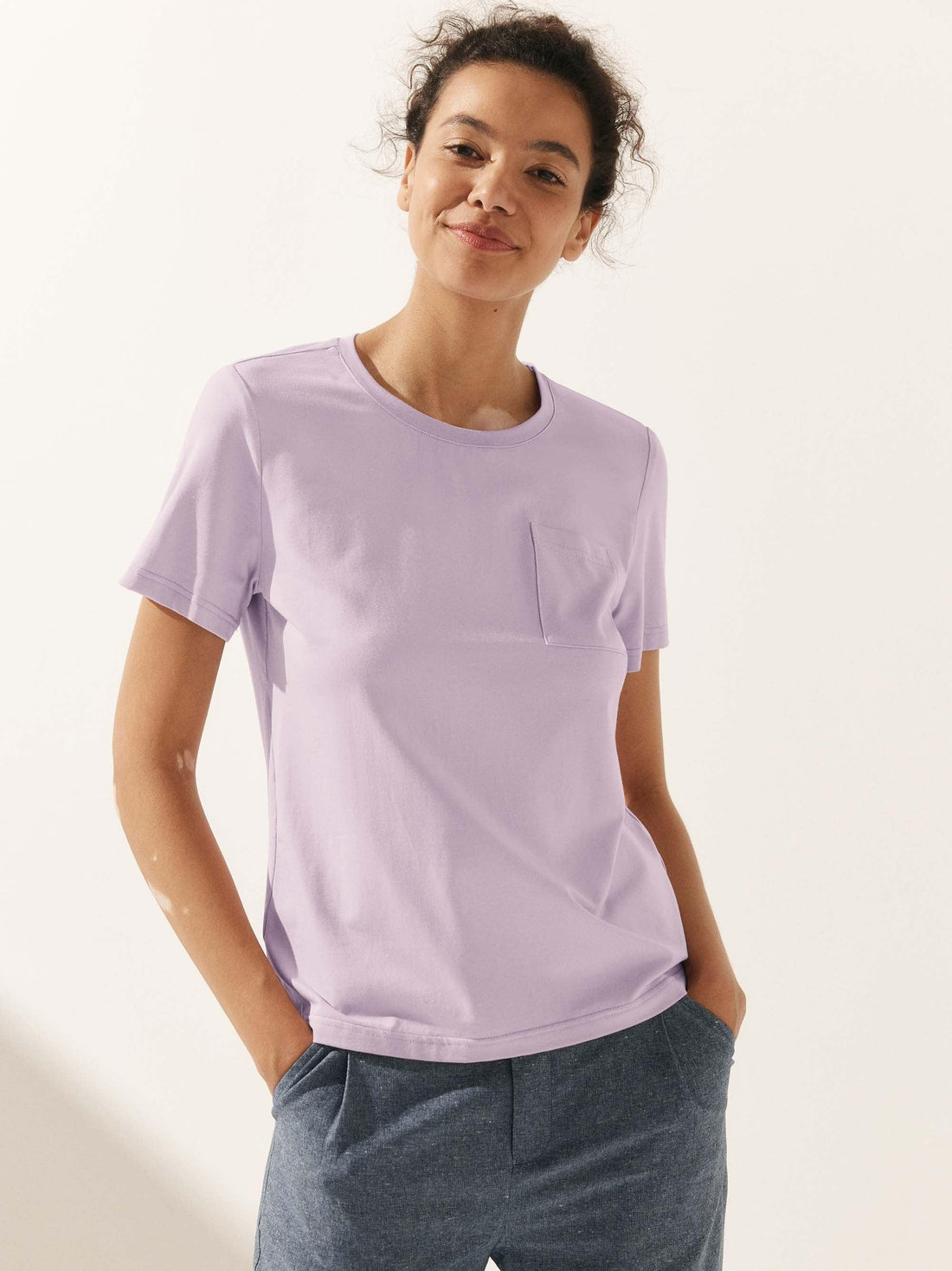 Bamboo Stretch-Knit Round Neck Tee