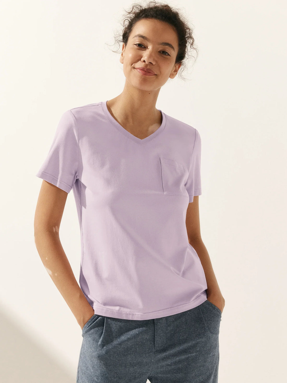 Bamboo Stretch-Knit Round Neck Tee