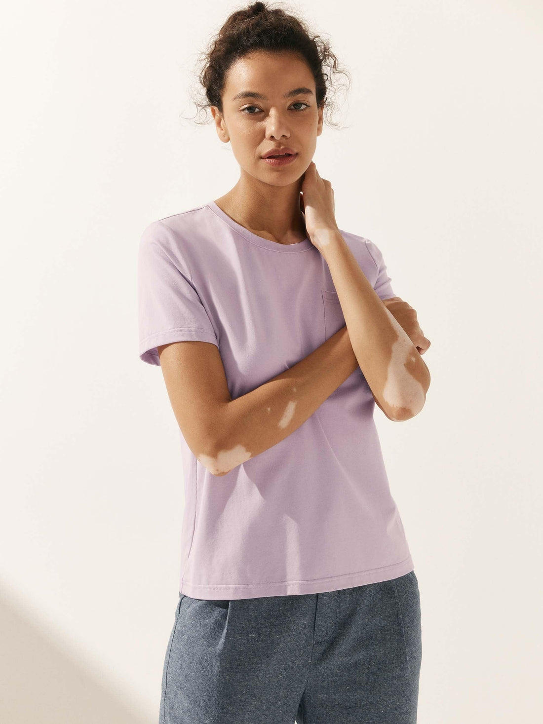 Bamboo Stretch-Knit Round Neck Tee