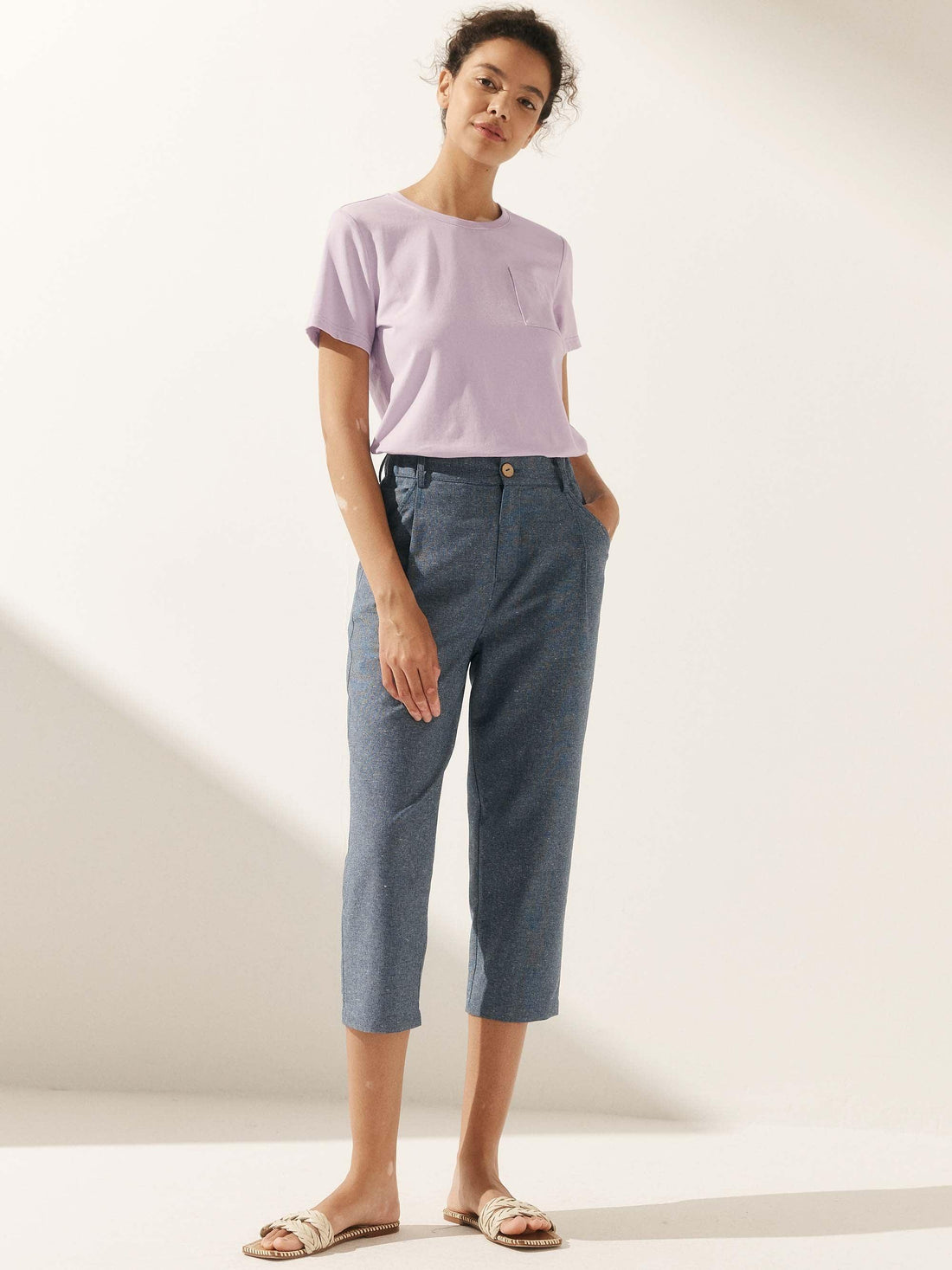 Bamboo Stretch-Knit Round Neck Tee