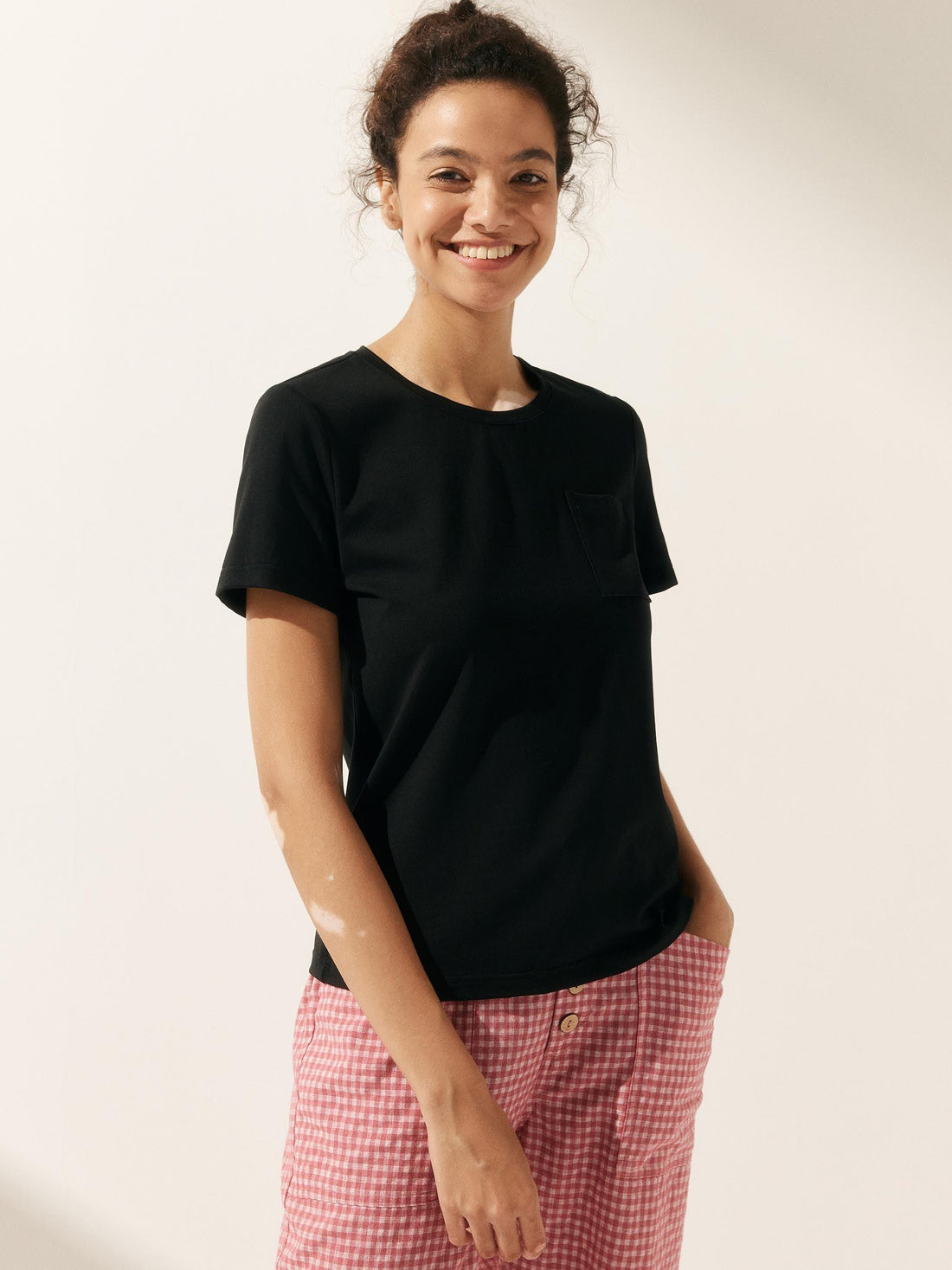Bamboo Stretch-Knit Round Neck Tee