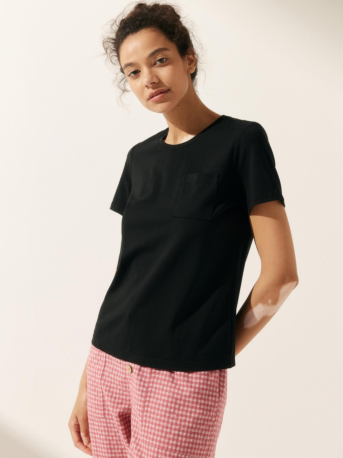 Bamboo Stretch-Knit Round Neck Tee