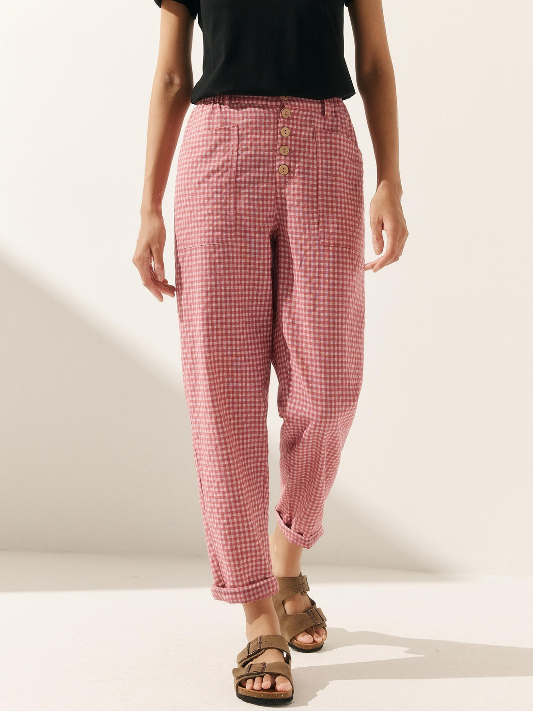 Linen-Blend Patch-Pocket Straight-Leg Trousers