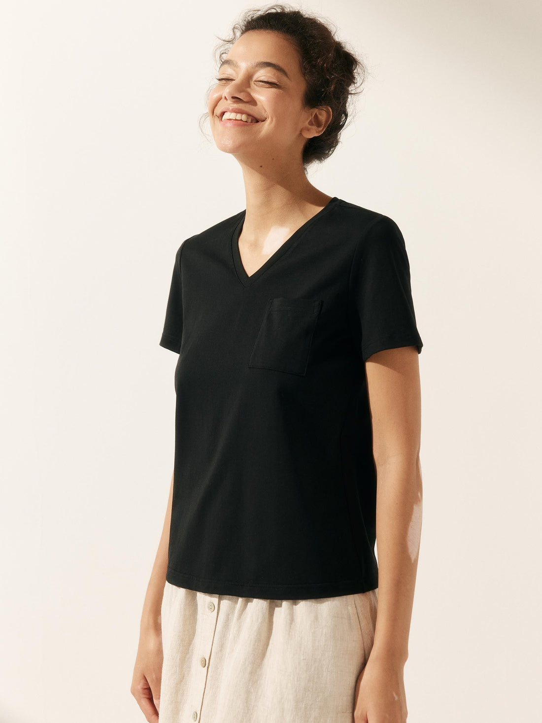 Bamboo Stretch-Knit Round Neck Tee