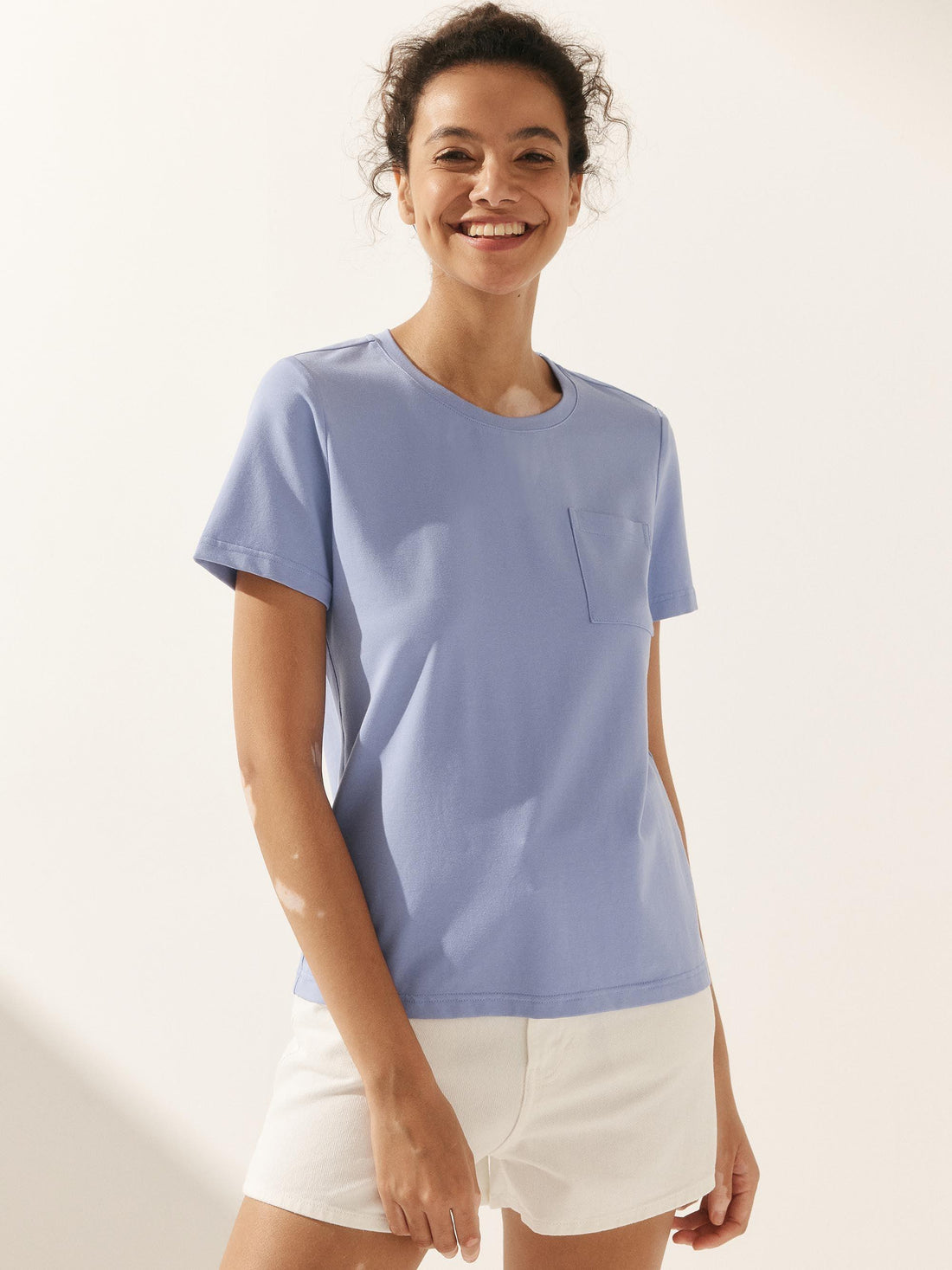 Bamboo Stretch-Knit Round Neck Tee