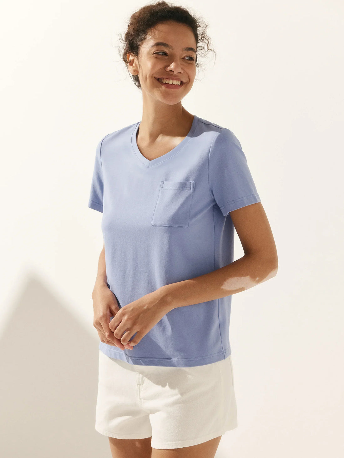 Bamboo Stretch-Knit Round Neck Tee