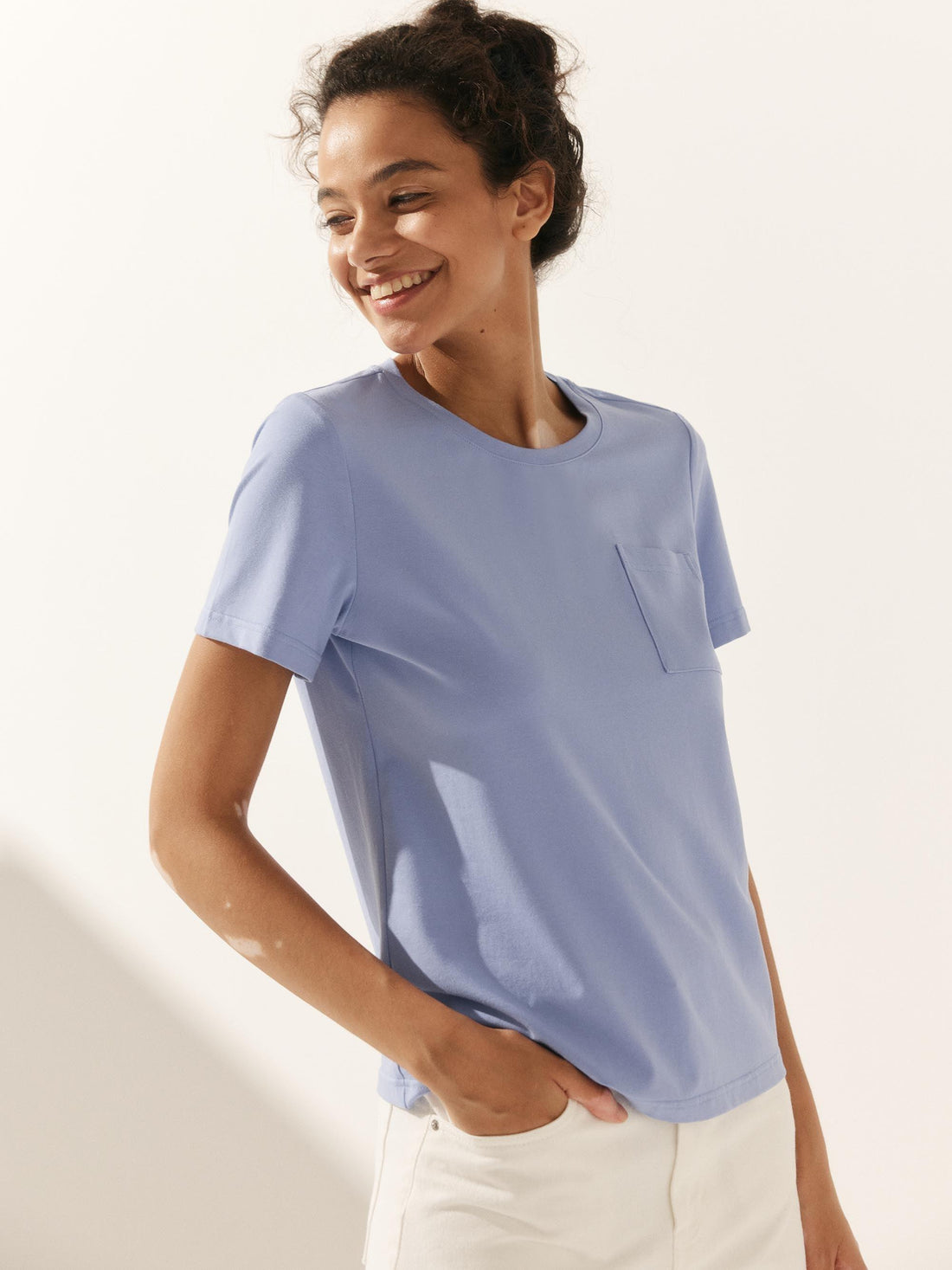 Bamboo Stretch-Knit Round Neck Tee