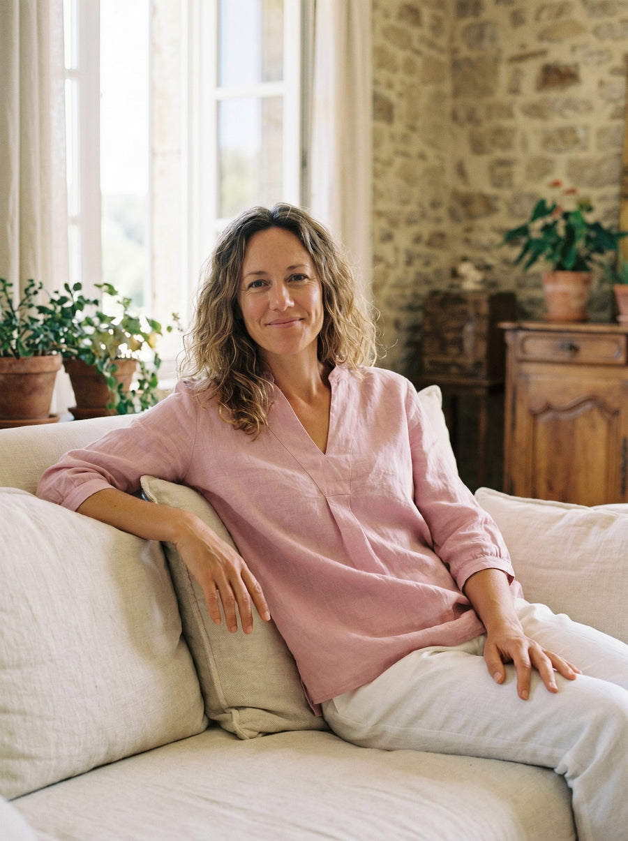 100% Linen Pleated A-Line Shirt
