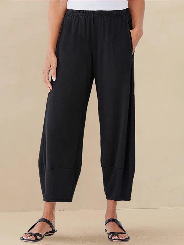 100% Linen Garment-Dyed Crop Barrel Pants