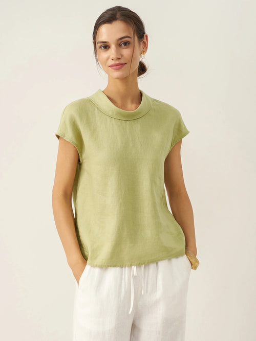 100% Linen Cap Sleeve Blouse