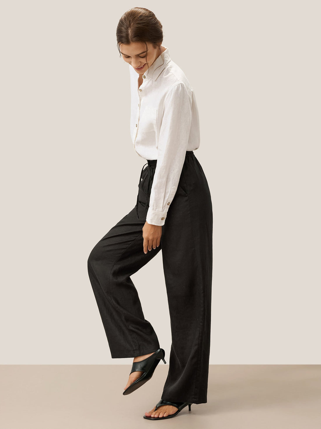 100% Linen Garment-Dyed Straight-Leg Pants