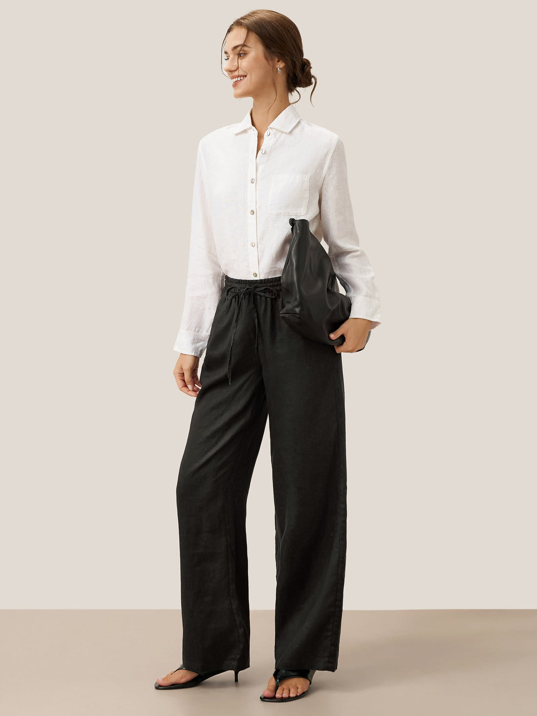 100% Linen Garment-Dyed Straight-Leg Pants
