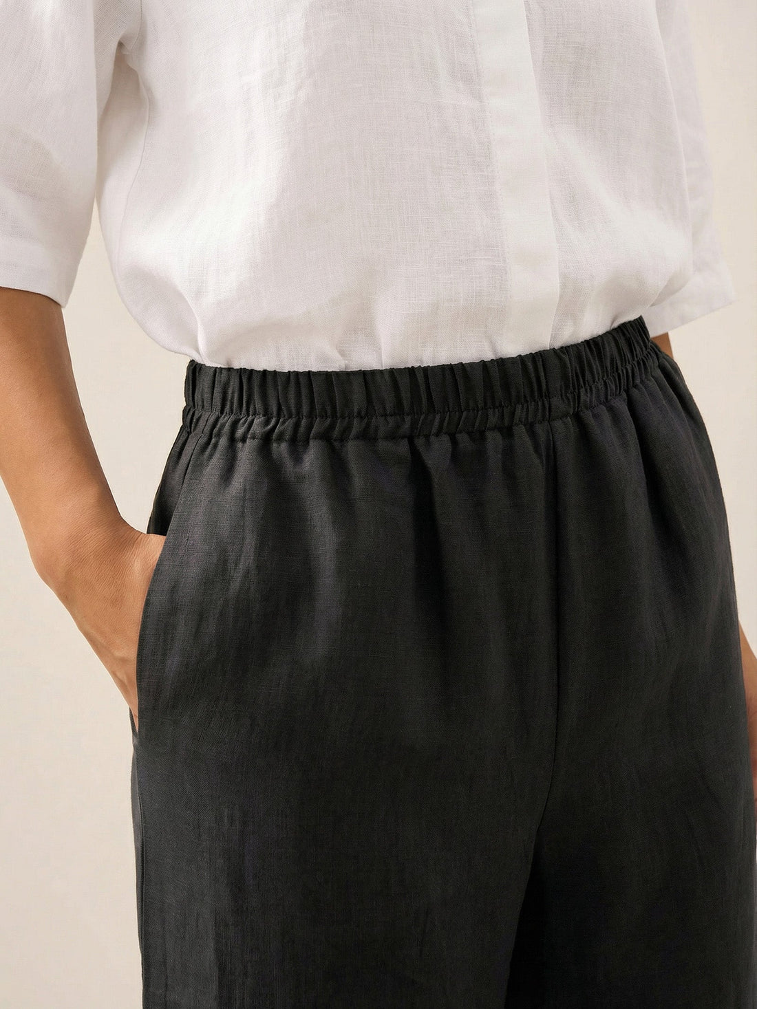 100% Linen Garment-Dyed Crop Barrel Pants