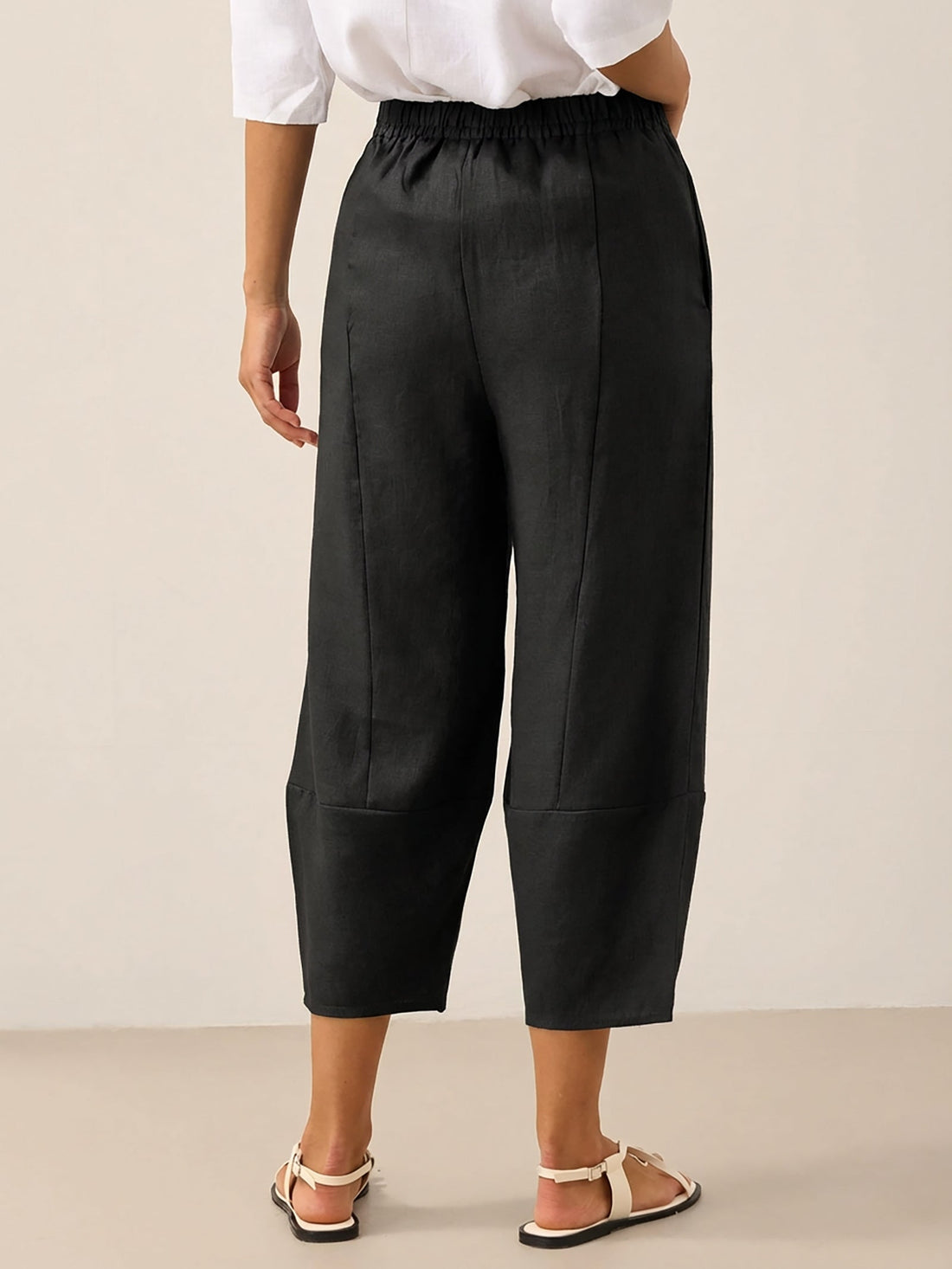 100% Linen Garment-Dyed Crop Barrel Pants