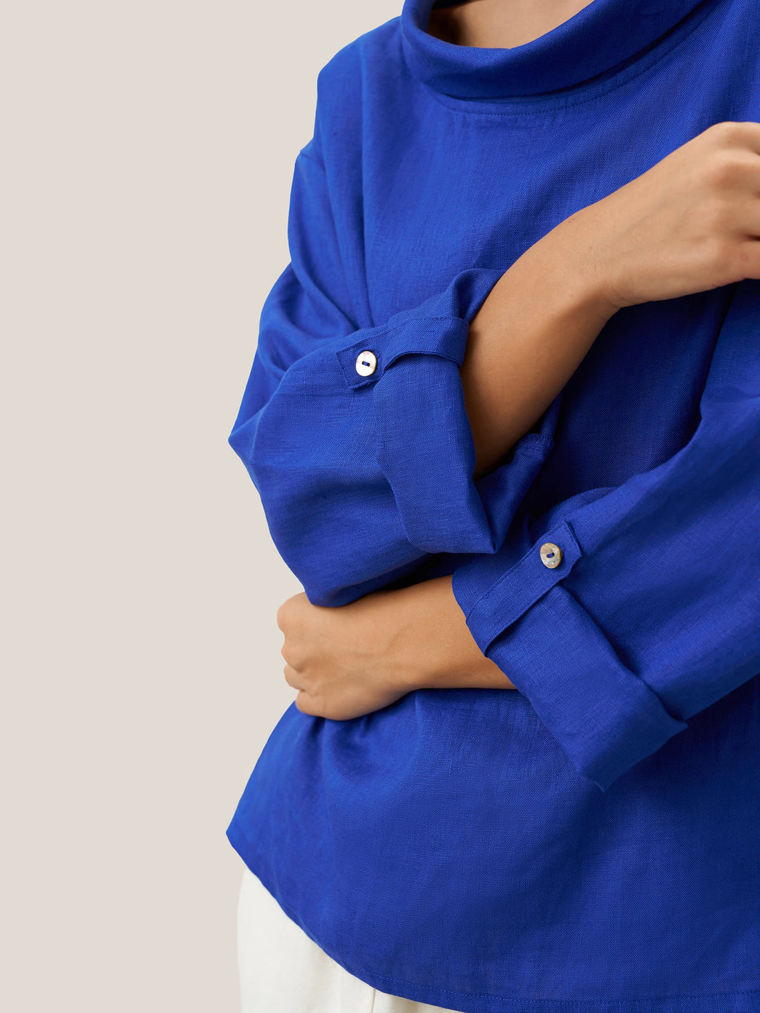 100% Linen Garment-Dyed Straight Blouse