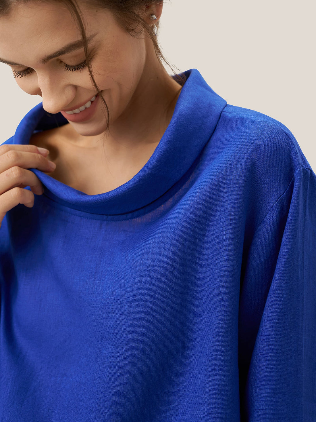 100% Linen Garment-Dyed Straight Blouse