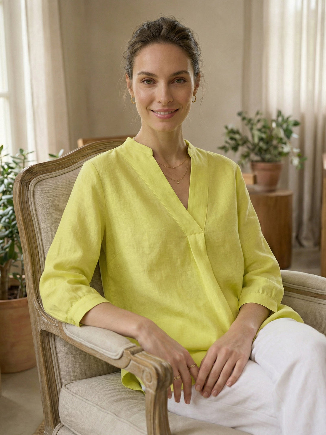 100% Linen Pleated A-Line Shirt