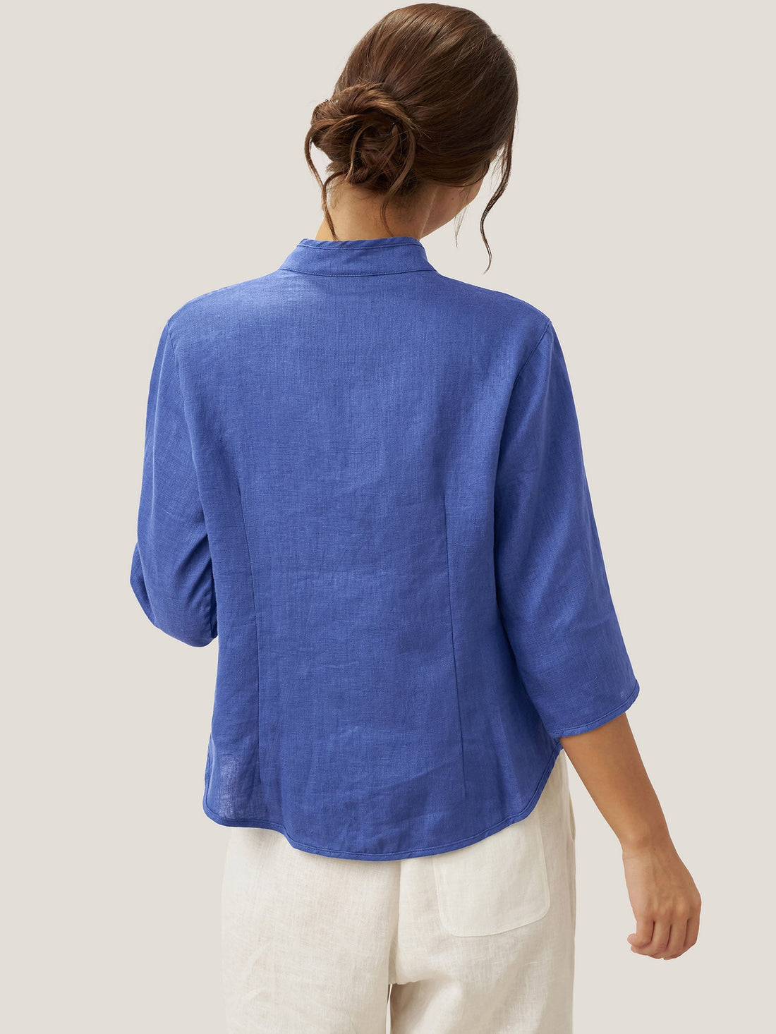 100% Linen Tailored Stand-Collar Jacket