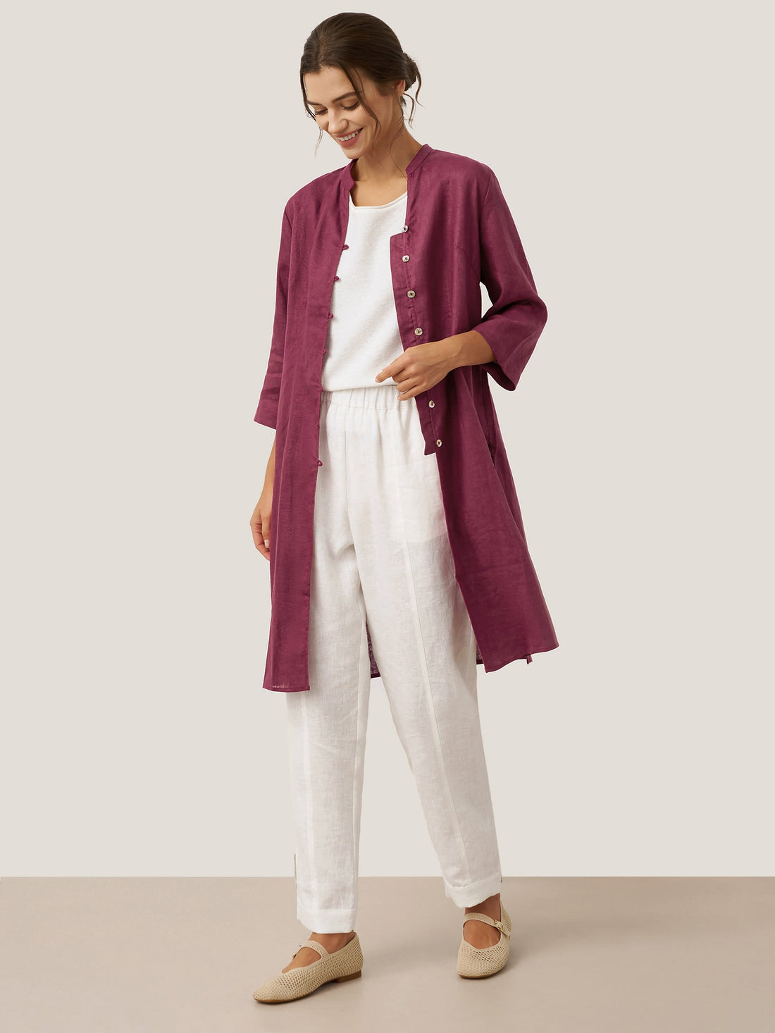 100% Linen Heavyweight V-Neck Shirt