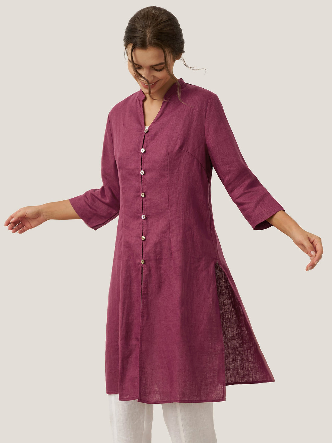 100% Linen Heavyweight V-Neck Shirt