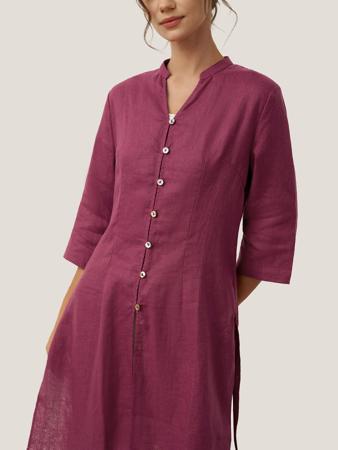 100% Linen Heavyweight V-Neck Shirt