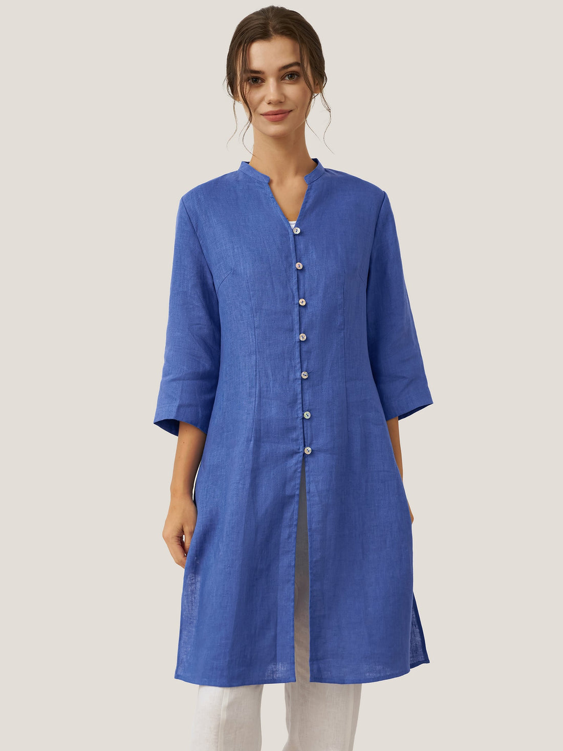 100% Linen Heavyweight V-Neck Shirt